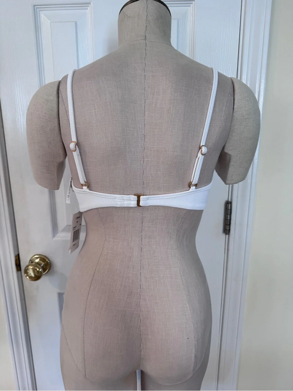 L*Space Helena Bikini Top White Ribbed U-Wire Swim Top M NWT $99
